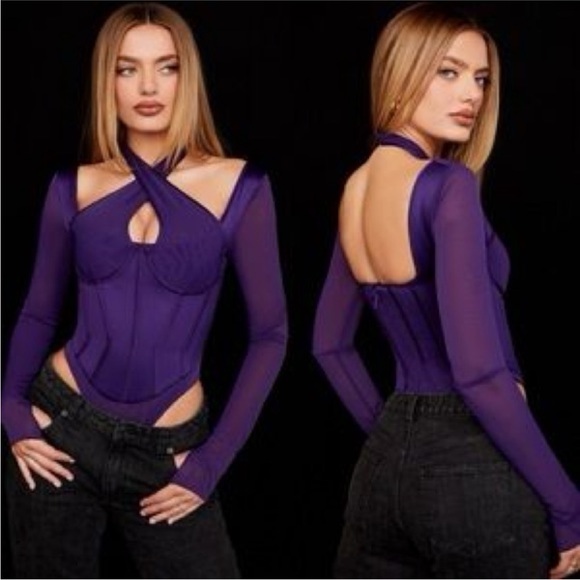 Grape halterneck corset bodysuit